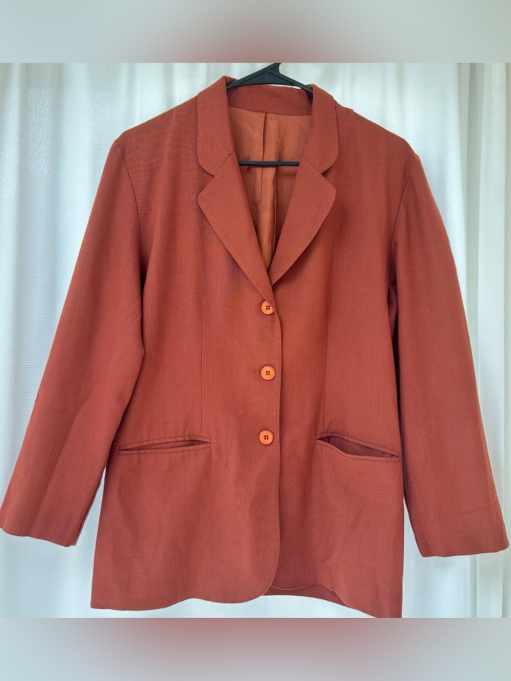 Womens Vintage Rust Three-Button Blazer Jacket